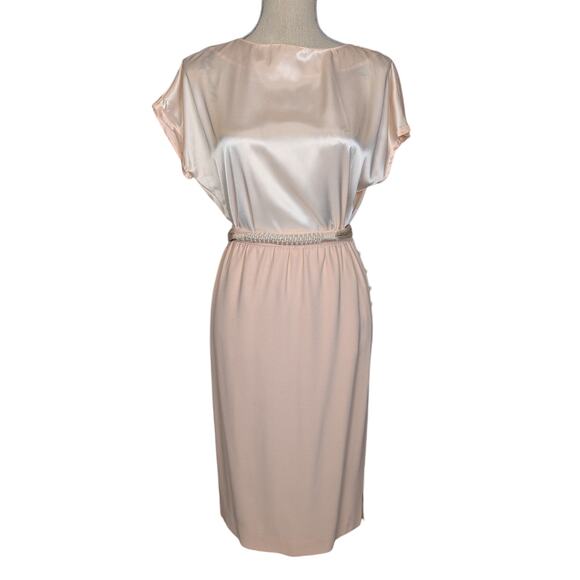 Vintage Silk Three Piece Skirt Suit with Pearl Trim Pink Size 8 - Picture 4 of 16